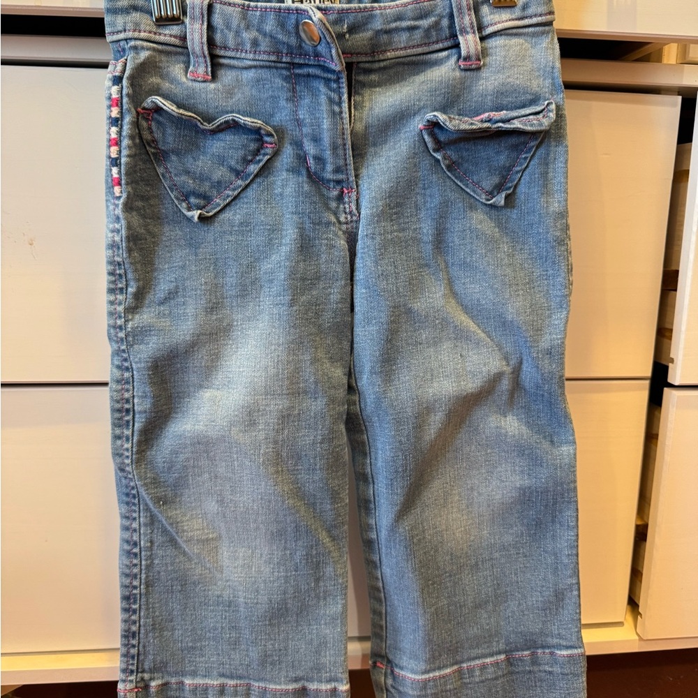 Hatley Light Blue Cropped Jeans with Heart Pockets
